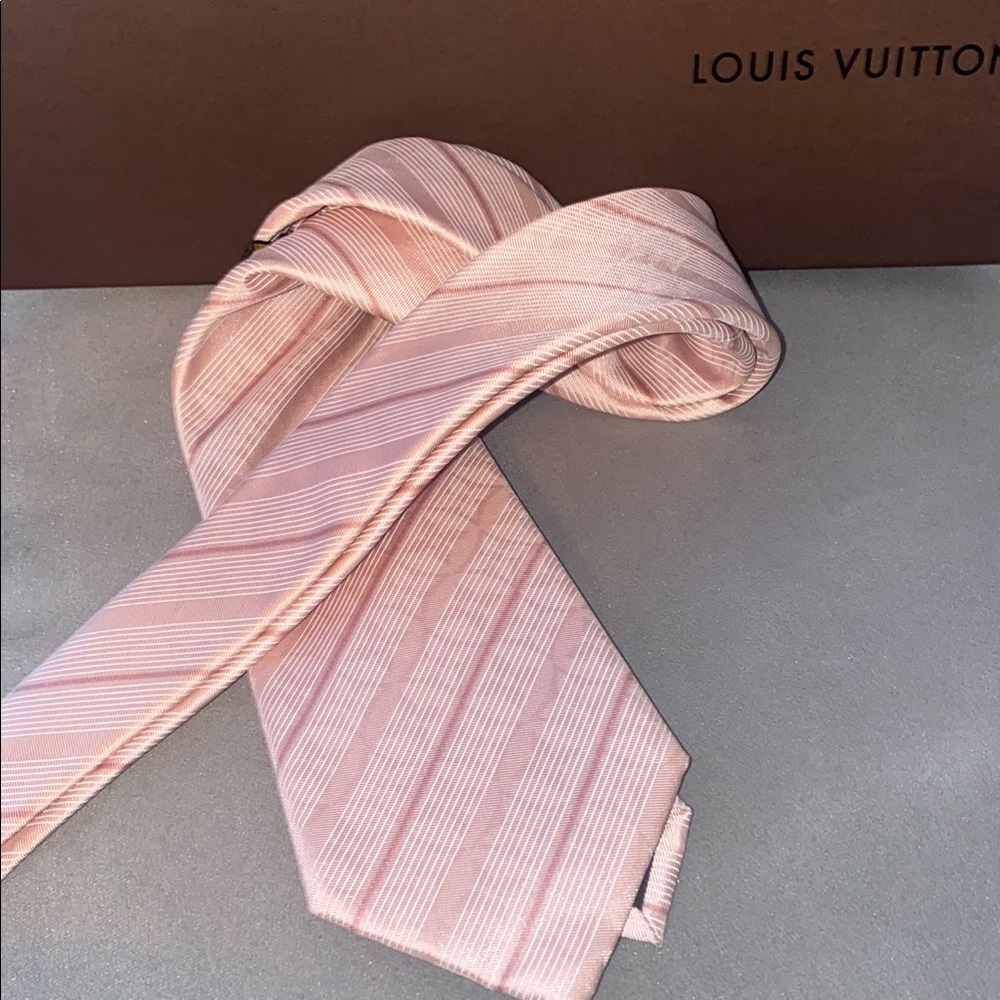Louis Vuitton Light Pink Striped Tie and Blue Tie in Box Pre loved condition - Picture 3 of 14